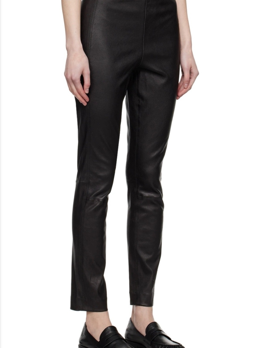 rag & bone women’s Simon Black  Leather Cropped Pants